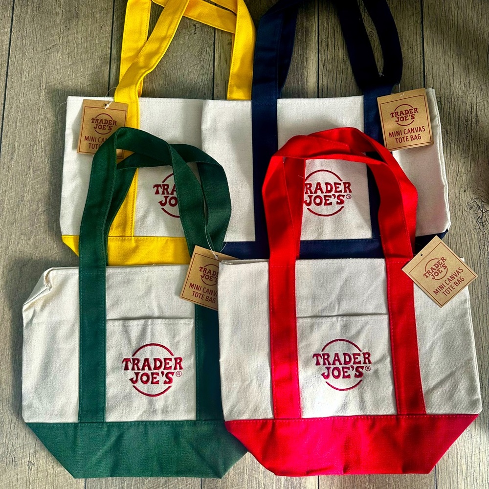 ✨Trader Joe’s Mini Tote Bag Limited Edition Set Of Red, Blue, and Yellow ✨